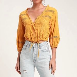 Free People Follow Your Heart Embroidered Crop Top